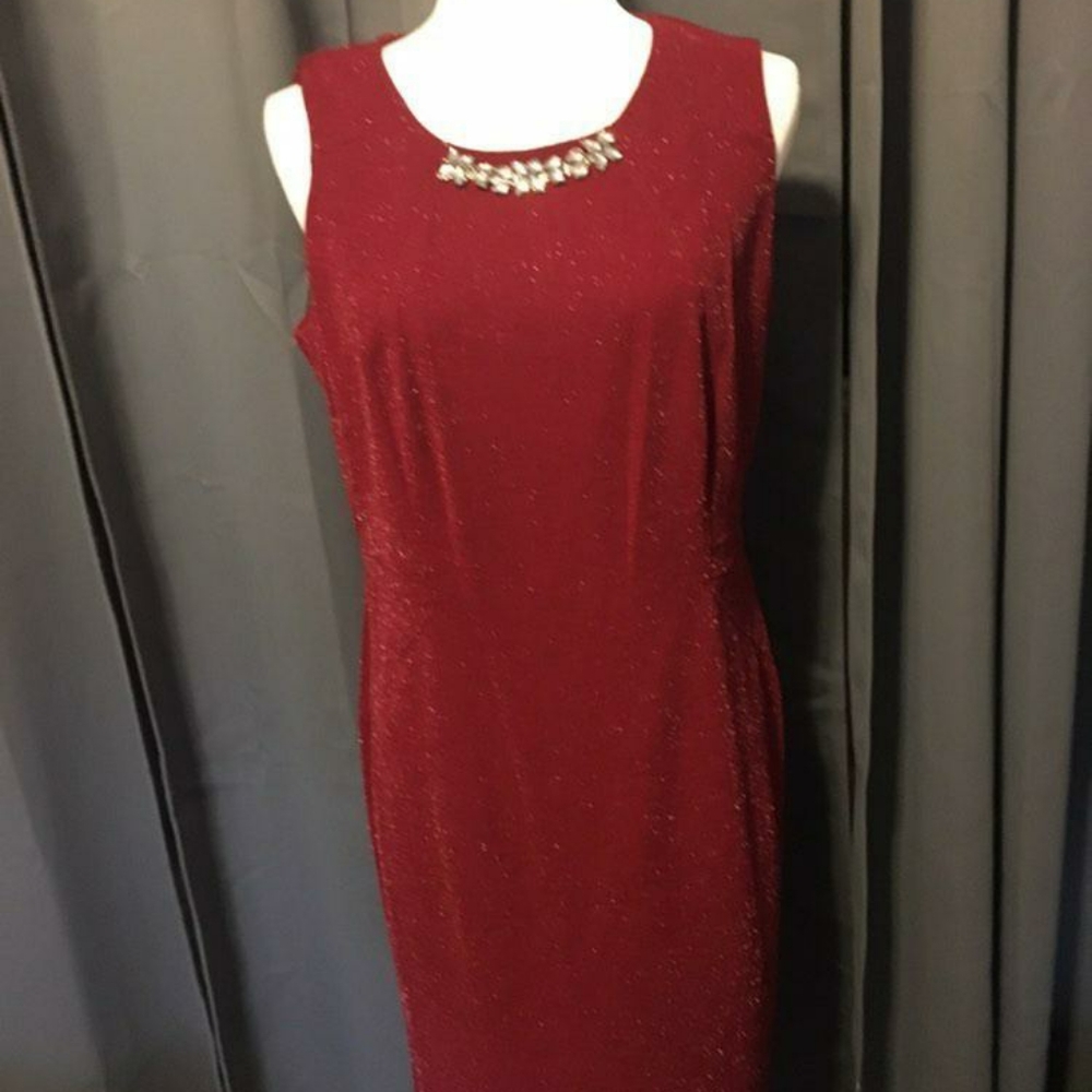 Burgundy dress with Rhinestone collar